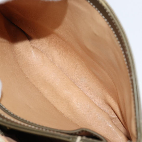 GUCCI Bamboo Hand Bag Leather Khaki Gold Auth ep11339