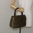 GUCCI Bamboo Hand Bag Leather Khaki Gold Auth ep11339-23