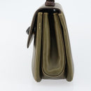 GUCCI Bamboo Hand Bag Leather Khaki Gold Auth ep11339-3