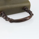 GUCCI Bamboo Hand Bag Leather Khaki Gold Auth ep11339-7