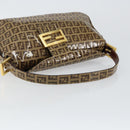 FENDI Zucchino Canvas Mamma Baguette Shoulder Bag Beige Gold Auth ep11341-7