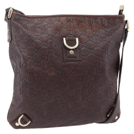 GUCCI Guccissima Abbey GG Canvas Bag Leather Bordeaux Gold 131326 Auth ep11342