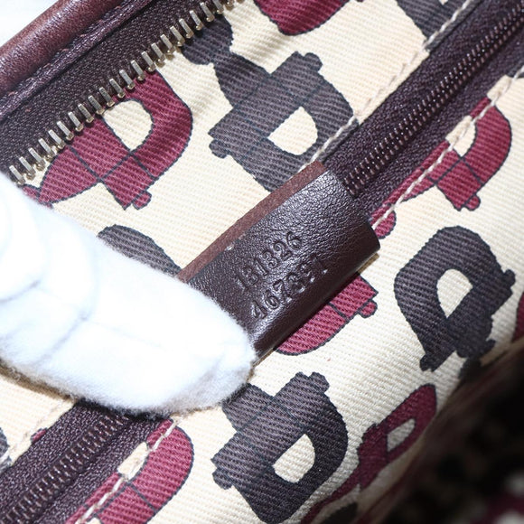 GUCCI Guccissima Abbey GG Canvas Bag Leather Bordeaux Gold 131326 Auth ep11342