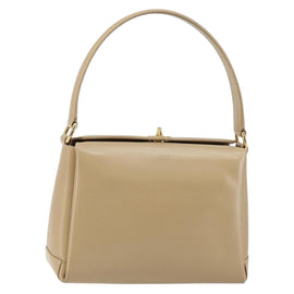 GUCCI Shoulder Bag Leather Beige Gold Auth ep11343