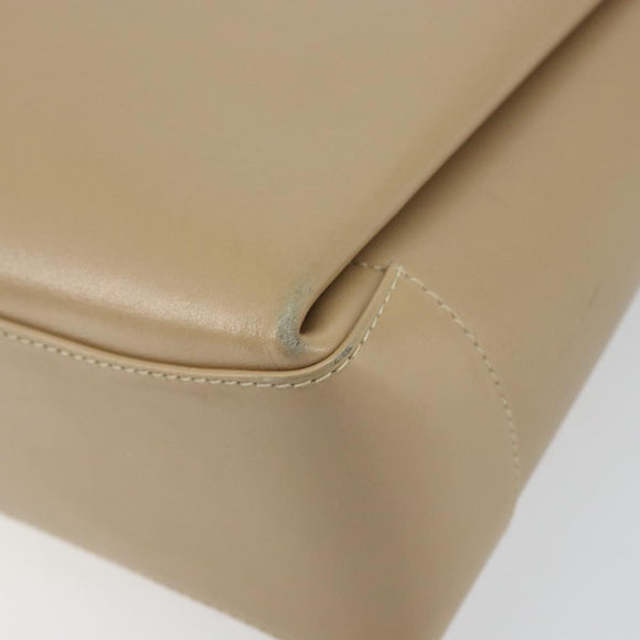 GUCCI Shoulder Bag Leather Beige Gold Auth ep11343