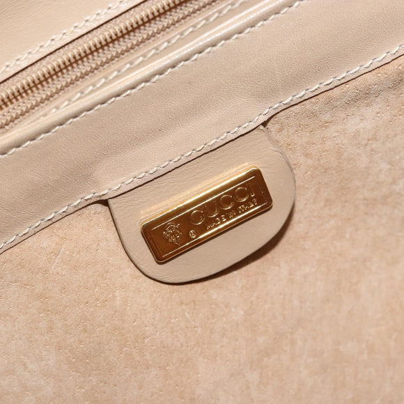 GUCCI Shoulder Bag Leather Beige Gold Auth ep11343