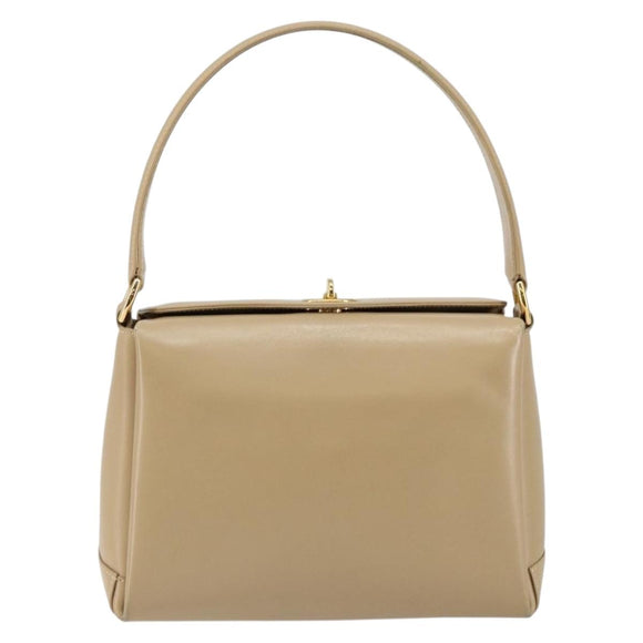 GUCCI Shoulder Bag Leather Beige Gold Auth ep11343