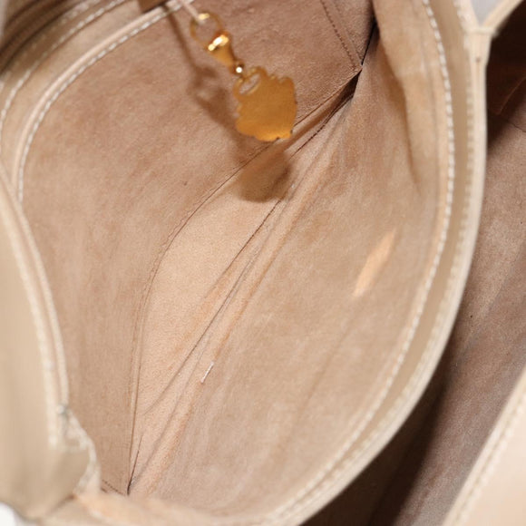 GUCCI Shoulder Bag Leather Beige Gold Auth ep11343