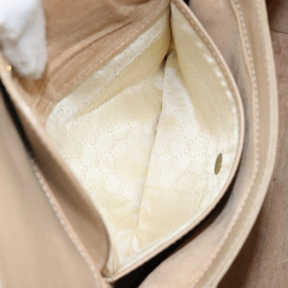 GUCCI Shoulder Bag Leather Beige Gold Auth ep11343