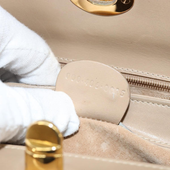 GUCCI Shoulder Bag Leather Beige Gold Auth ep11343