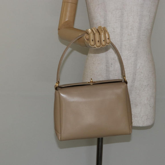 GUCCI Shoulder Bag Leather Beige Gold Auth ep11343