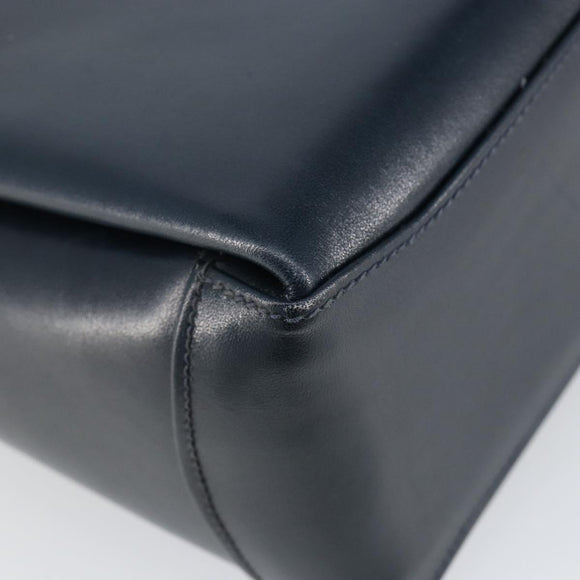 GUCCI Shoulder Bag Leather Navy Gold Auth ep11344