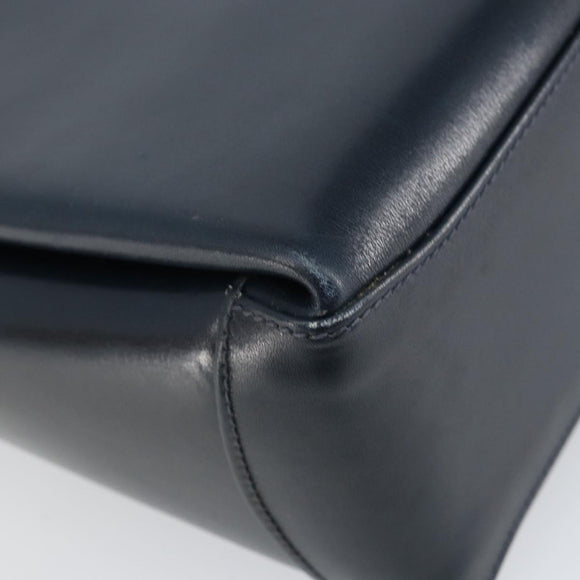 GUCCI Shoulder Bag Leather Navy Gold Auth ep11344