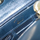 GUCCI Shoulder Bag Leather Navy Gold Auth ep11344-9