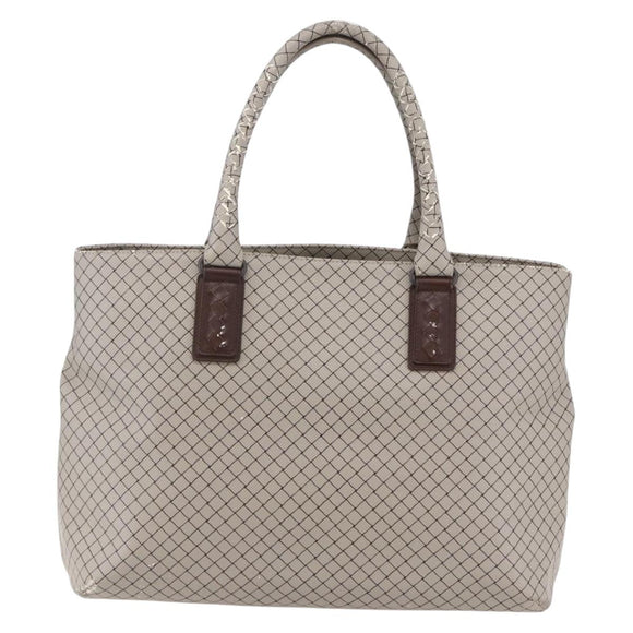 BOTTEGA VENETA INTRECCIATO Pattern Tote Bag PVC Gray Auth ep11348