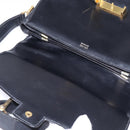 CELINE Horse Carriage Shoulder Bag Leather Black Gold Auth ep11350-10