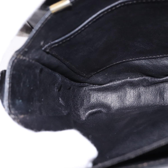 CELINE Horse Carriage Shoulder Bag Leather Black Gold Auth ep11350