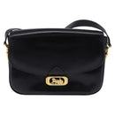 CELINE Horse Carriage Shoulder Bag Leather Black Gold Auth ep11350-13