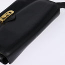 CELINE Horse Carriage Shoulder Bag Leather Black Gold Auth ep11350-6