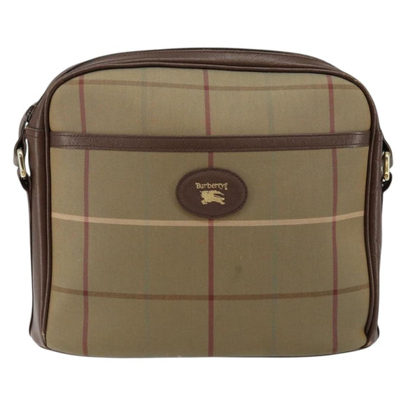 Burberrys Nova Check Shoulder Bag Canvas Beige Gold Auth ep11351