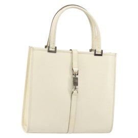 GUCCI Jackie Hand Bag Leather White Silver 002 1065 3444 Auth ep11352