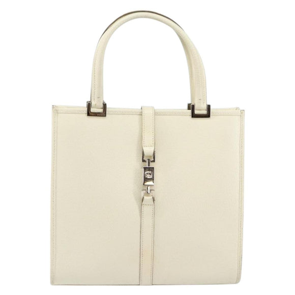 GUCCI Jackie Hand Bag Leather White Silver 002 1065 3444 Auth ep11352