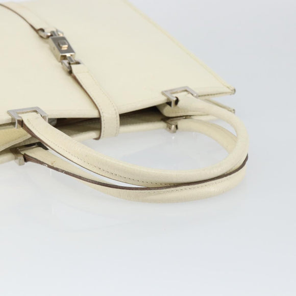 GUCCI Jackie Hand Bag Leather White Silver 002 1065 3444 Auth ep11352