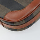 FENDI Pecan Canvas Shoulder Bag PVC Black Brown gold Auth ep11355-14