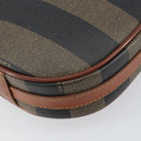 FENDI Pecan Canvas Shoulder Bag PVC Black Brown gold Auth ep11355-16