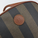 FENDI Pecan Canvas Shoulder Bag PVC Black Brown gold Auth ep11355-17