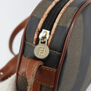 FENDI Pecan Canvas Shoulder Bag PVC Black Brown gold Auth ep11355-10