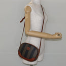 FENDI Pecan Canvas Shoulder Bag PVC Black Brown gold Auth ep11355-20