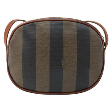 FENDI Pecan Canvas Shoulder Bag PVC Black Brown gold Auth ep11355 - 0