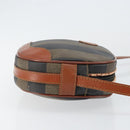 FENDI Pecan Canvas Shoulder Bag PVC Black Brown gold Auth ep11355-3