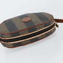 FENDI Pecan Canvas Shoulder Bag PVC Black Brown gold Auth ep11355-6