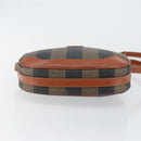 FENDI Pecan Canvas Shoulder Bag PVC Black Brown gold Auth ep11355-5