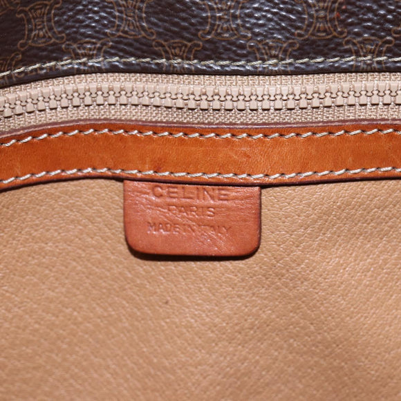 CELINE Macadam Canvas Tote Bag PVC Leather Brown Gold Auth ep11356