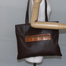 CELINE Macadam Canvas Tote Bag PVC Leather Brown Gold Auth ep11356-22