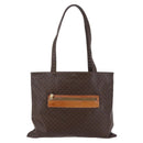 CELINE Macadam Canvas Tote Bag PVC Leather Brown Gold Auth ep11356-13