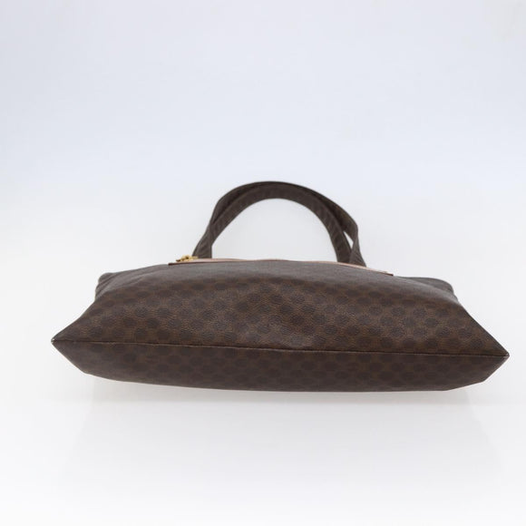 CELINE Macadam Canvas Tote Bag PVC Leather Brown Gold Auth ep11356