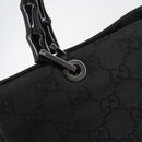 GUCCI Bamboo GG Canvas Hand Bag Black Silver 002 1010 3754 Auth ep11357-9