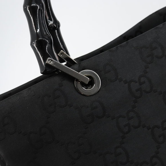 GUCCI Bamboo GG Canvas Hand Bag Black Silver 002 1010 3754 Auth ep11357