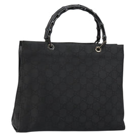 GUCCI Bamboo GG Canvas Hand Bag Black Silver 002 1010 3754 Auth ep11357