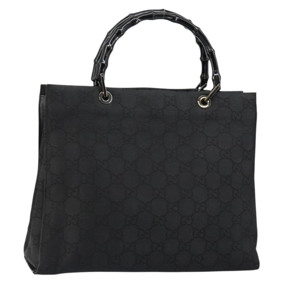 GUCCI Bamboo GG Canvas Hand Bag Black Silver 002 1010 3754 Auth ep11357