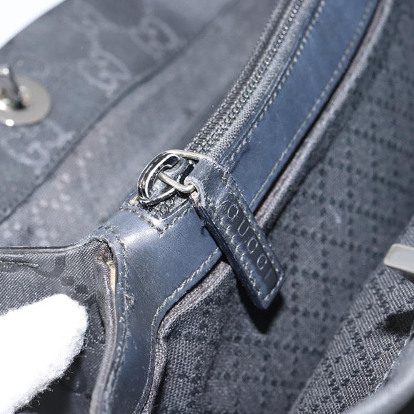 GUCCI Bamboo GG Canvas Hand Bag Black Silver 002 1010 3754 Auth ep11357