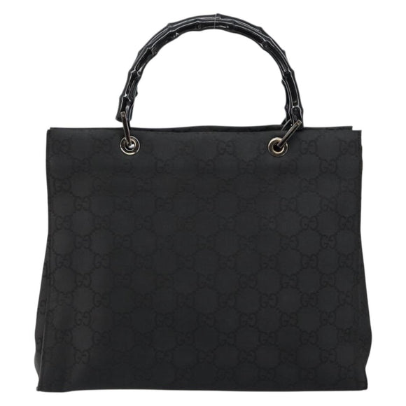 GUCCI Bamboo GG Canvas Hand Bag Black Silver 002 1010 3754 Auth ep11357