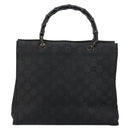 GUCCI Bamboo GG Canvas Hand Bag Black Silver 002 1010 3754 Auth ep11357-2