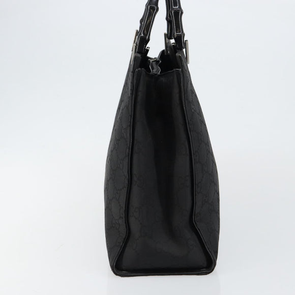GUCCI Bamboo GG Canvas Hand Bag Black Silver 002 1010 3754 Auth ep11357