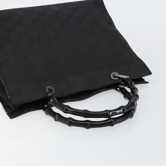 GUCCI Bamboo GG Canvas Hand Bag Black Silver 002 1010 3754 Auth ep11357