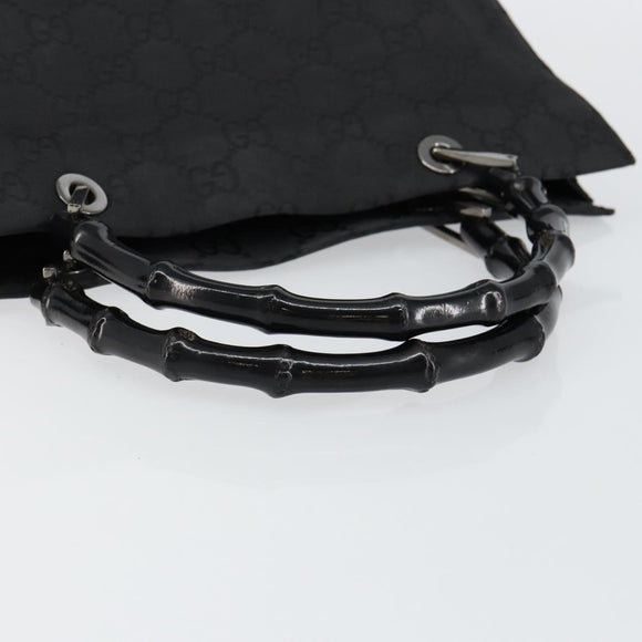 GUCCI Bamboo GG Canvas Hand Bag Black Silver 002 1010 3754 Auth ep11357